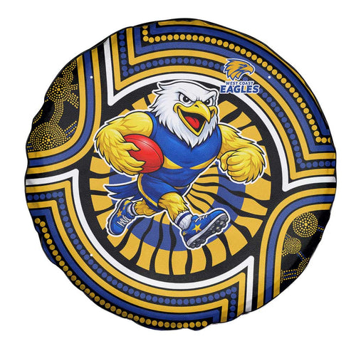 West Coast Eagles Spare Tire Cover Indigenous Monochrome Dot Art Mascot Style