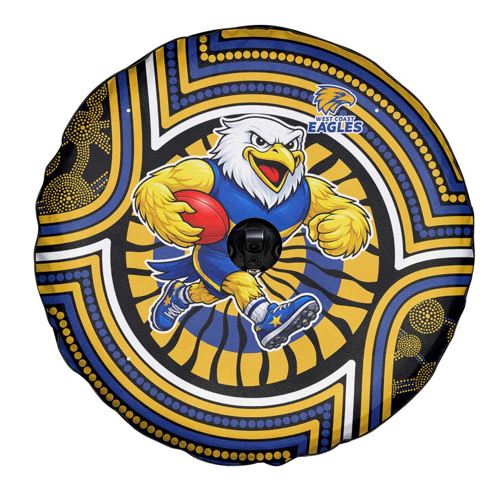 West Coast Eagles Spare Tire Cover Indigenous Monochrome Dot Art Mascot Style