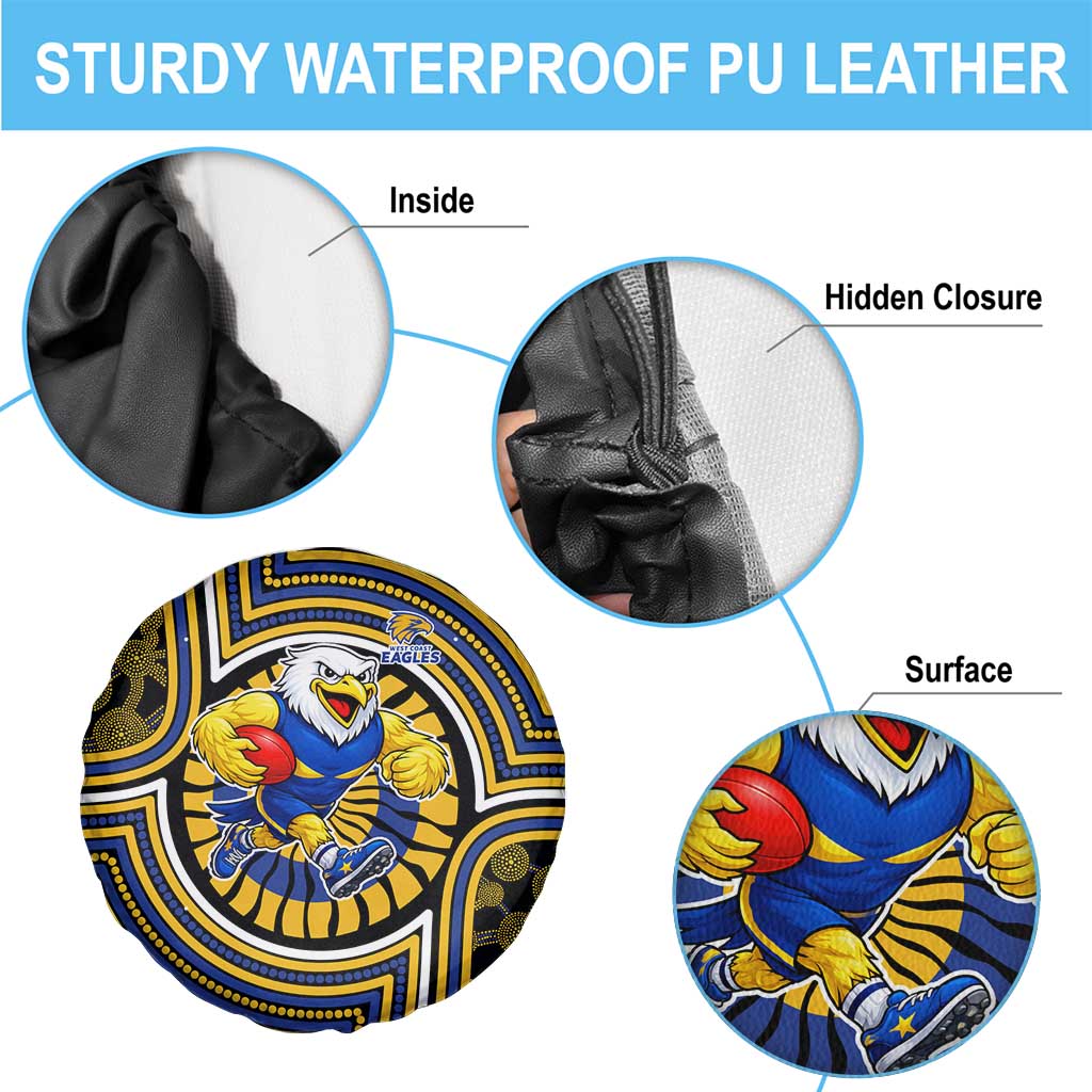 West Coast Eagles Spare Tire Cover Indigenous Monochrome Dot Art Mascot Style