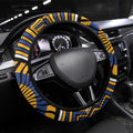 West Coast Eagles Steering Wheel Cover Indigenous Monochrome Dot Art Mascot Style