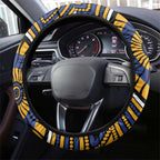 West Coast Eagles Steering Wheel Cover Indigenous Monochrome Dot Art Mascot Style