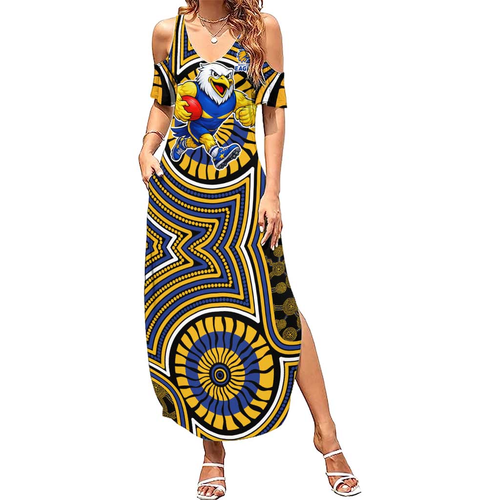 West Coast Eagles Summer Maxi Dress Indigenous Monochrome Dot Art Mascot Style