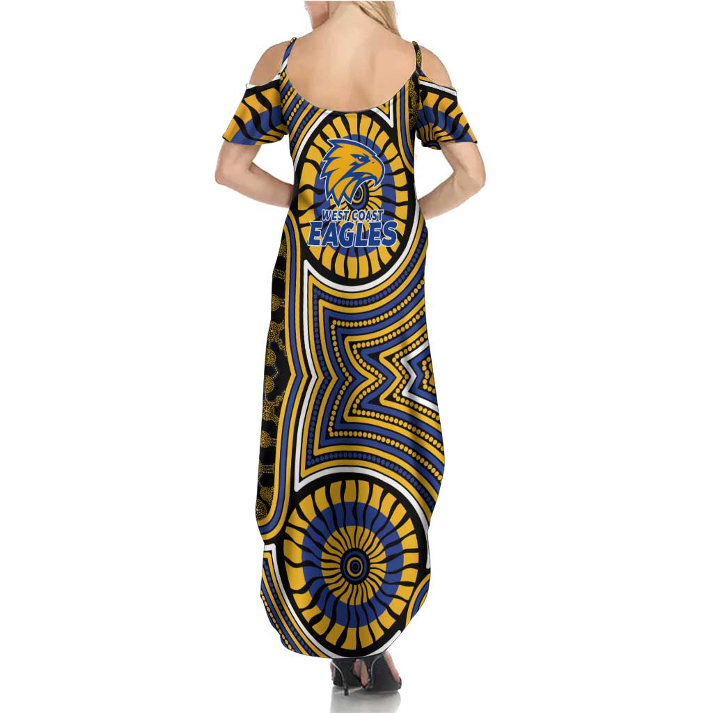 West Coast Eagles Summer Maxi Dress Indigenous Monochrome Dot Art Mascot Style