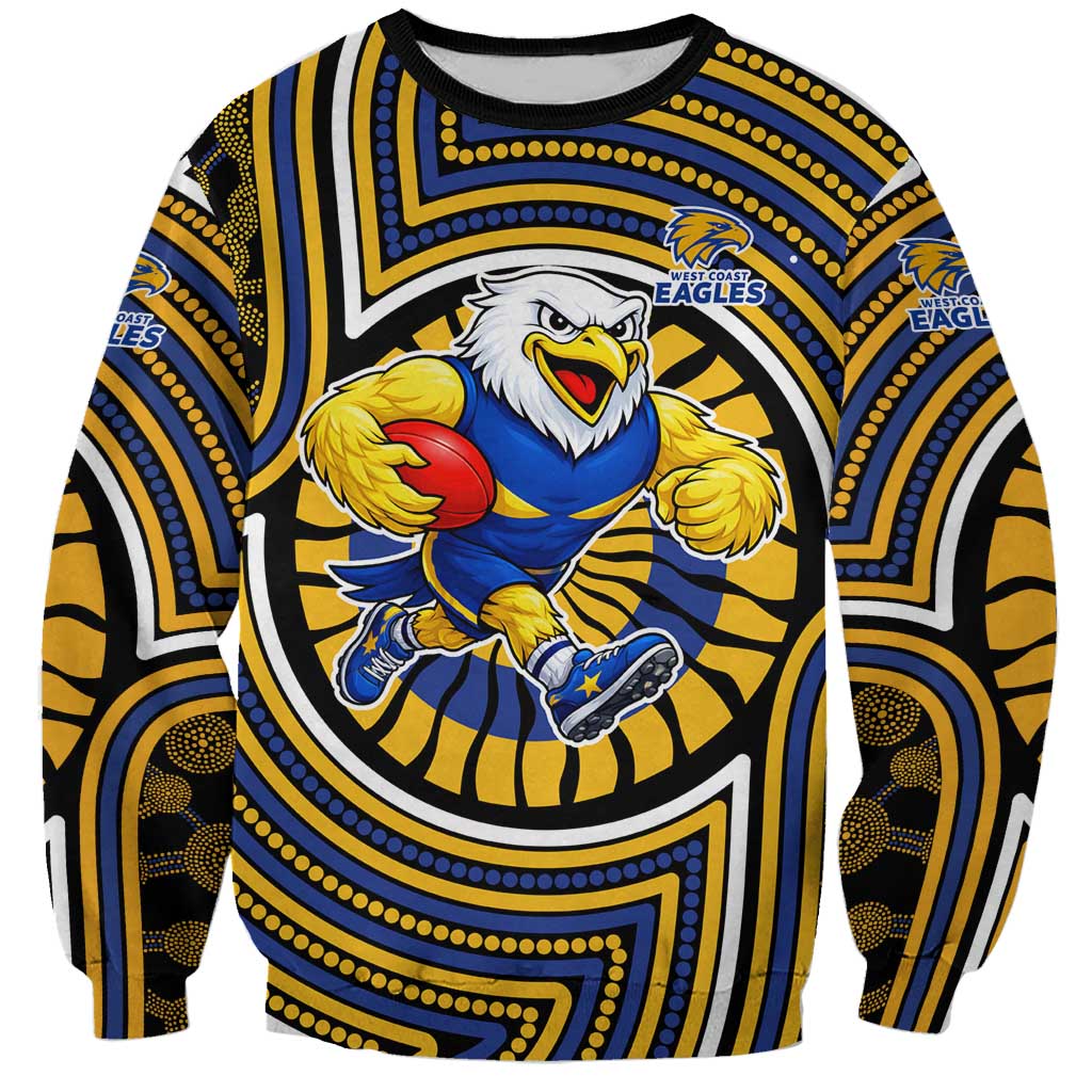 West Coast Eagles Sweatshirt Indigenous Monochrome Dot Art Mascot Style