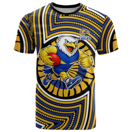 West Coast Eagles T Shirt Indigenous Monochrome Dot Art Mascot Style