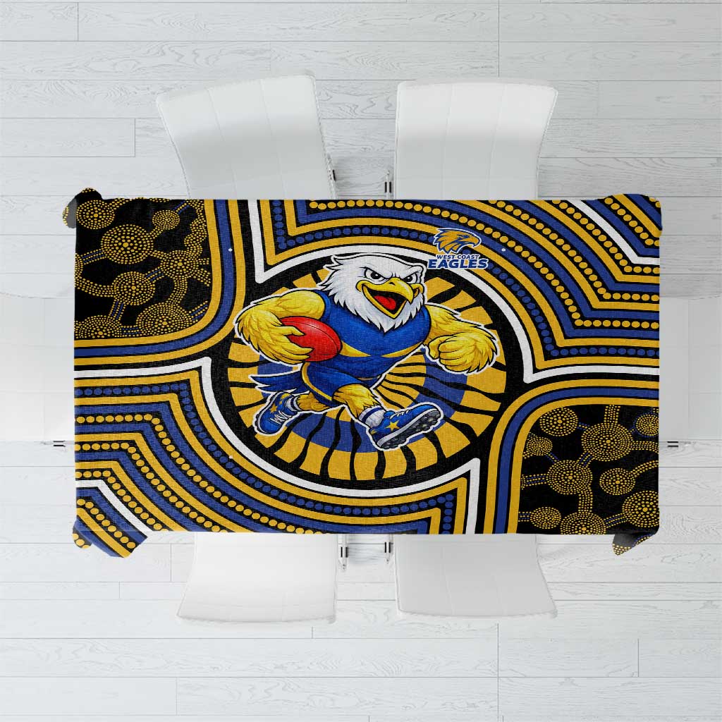 West Coast Eagles Tablecloth Indigenous Monochrome Dot Art Mascot Style