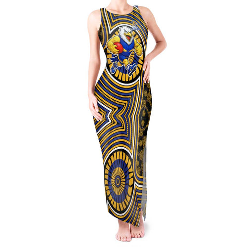 West Coast Eagles Tank Maxi Dress Indigenous Monochrome Dot Art Mascot Style