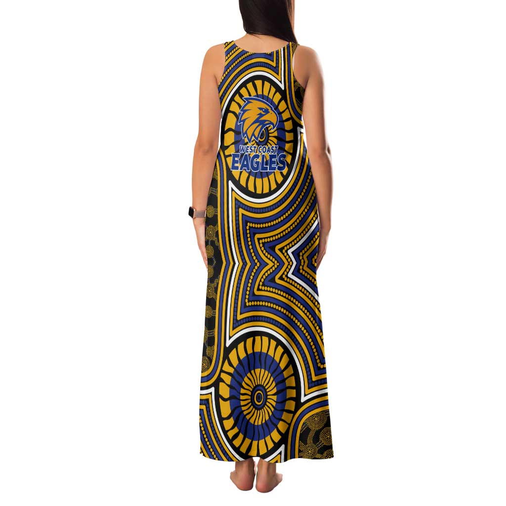 West Coast Eagles Tank Maxi Dress Indigenous Monochrome Dot Art Mascot Style