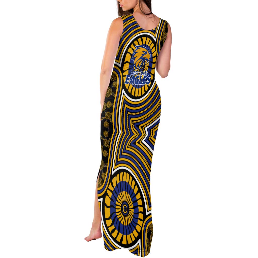 West Coast Eagles Tank Maxi Dress Indigenous Monochrome Dot Art Mascot Style
