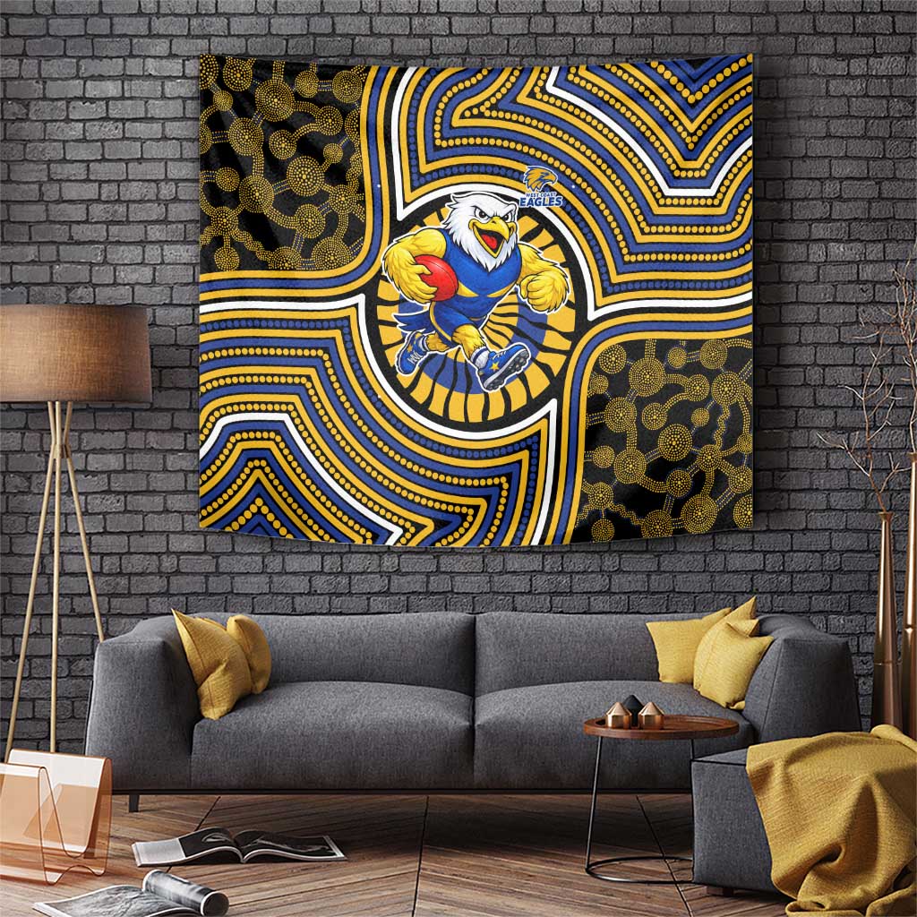 West Coast Eagles Tapestry Indigenous Monochrome Dot Art Mascot Style