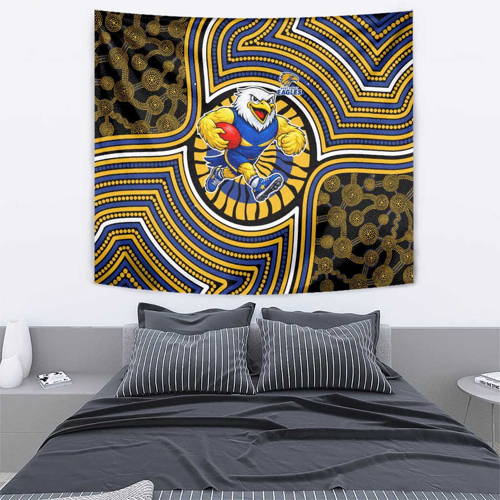 West Coast Eagles Tapestry Indigenous Monochrome Dot Art Mascot Style