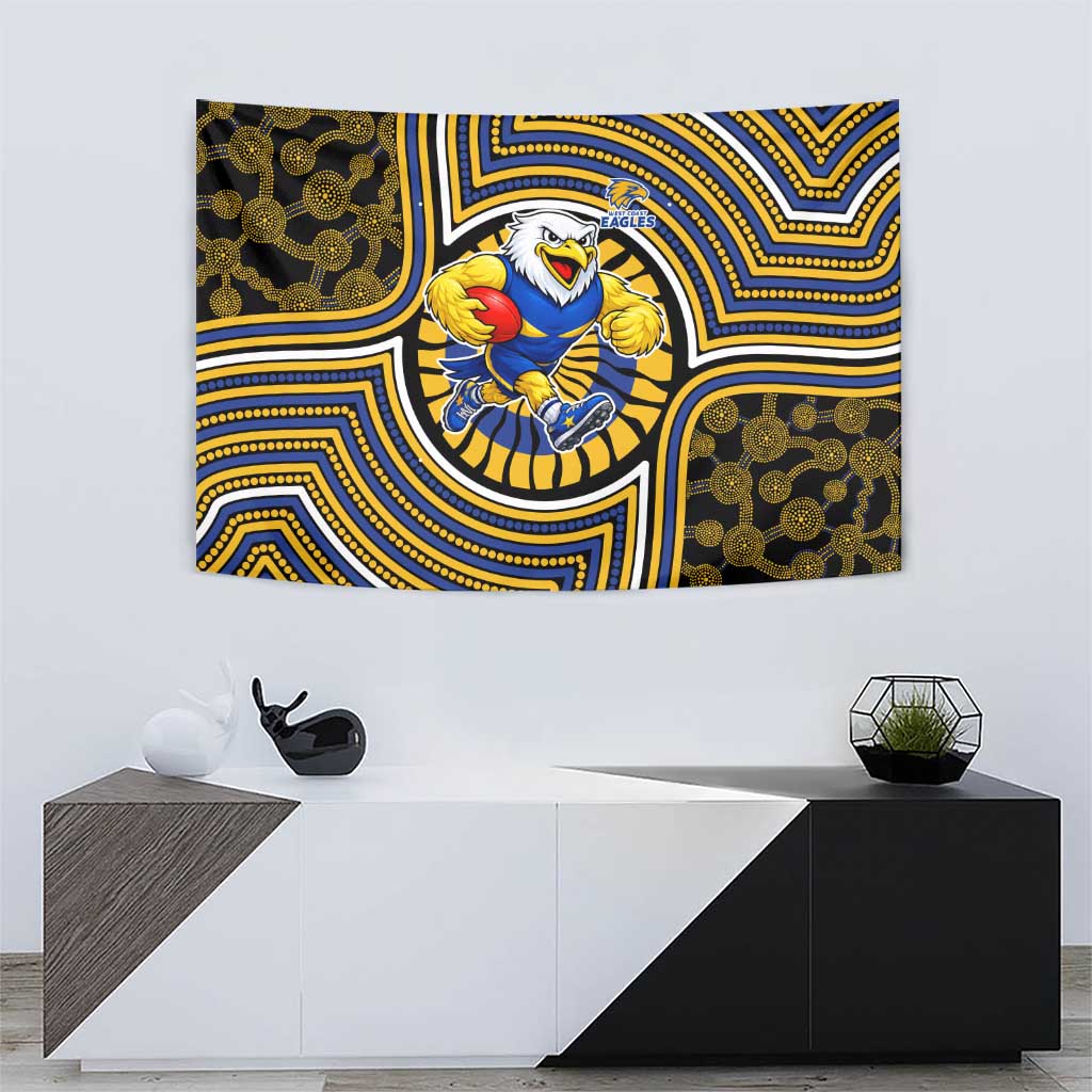 West Coast Eagles Tapestry Indigenous Monochrome Dot Art Mascot Style