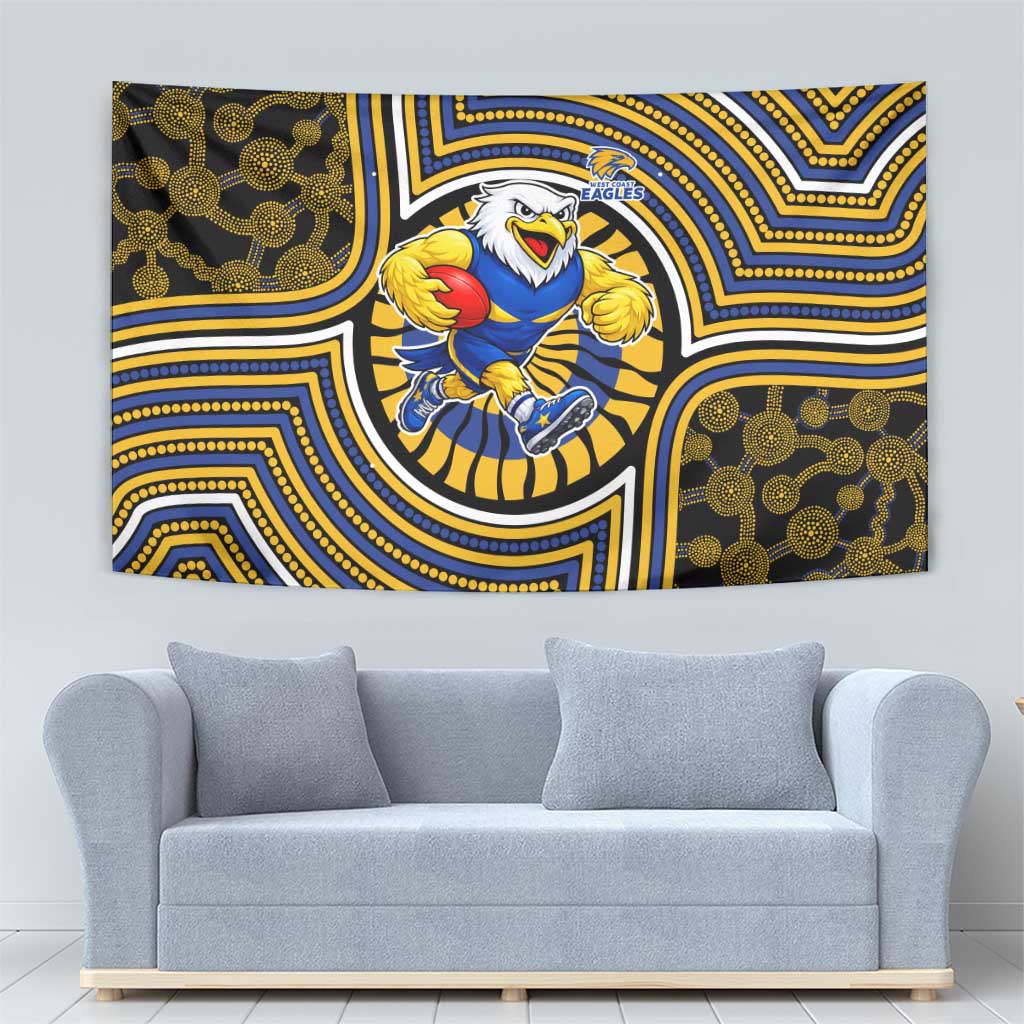West Coast Eagles Tapestry Indigenous Monochrome Dot Art Mascot Style