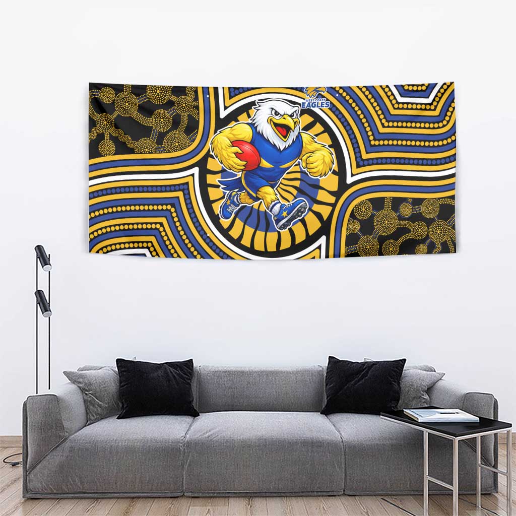 West Coast Eagles Tapestry Indigenous Monochrome Dot Art Mascot Style
