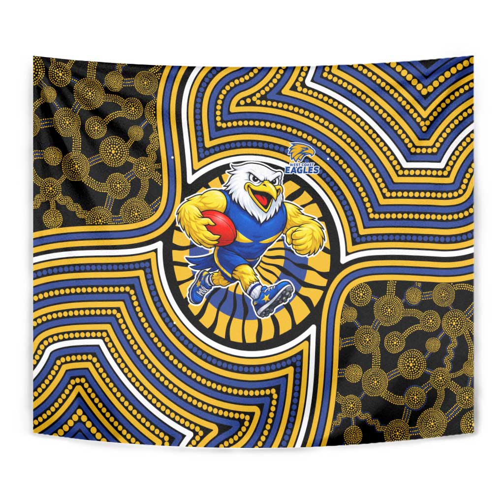 West Coast Eagles Tapestry Indigenous Monochrome Dot Art Mascot Style