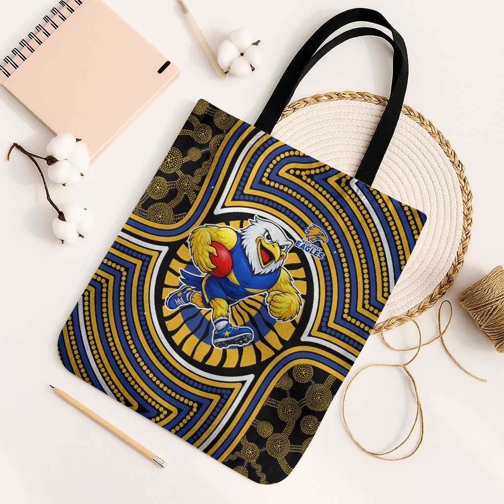 West Coast Eagles Tote Bag Indigenous Monochrome Dot Art Mascot Style