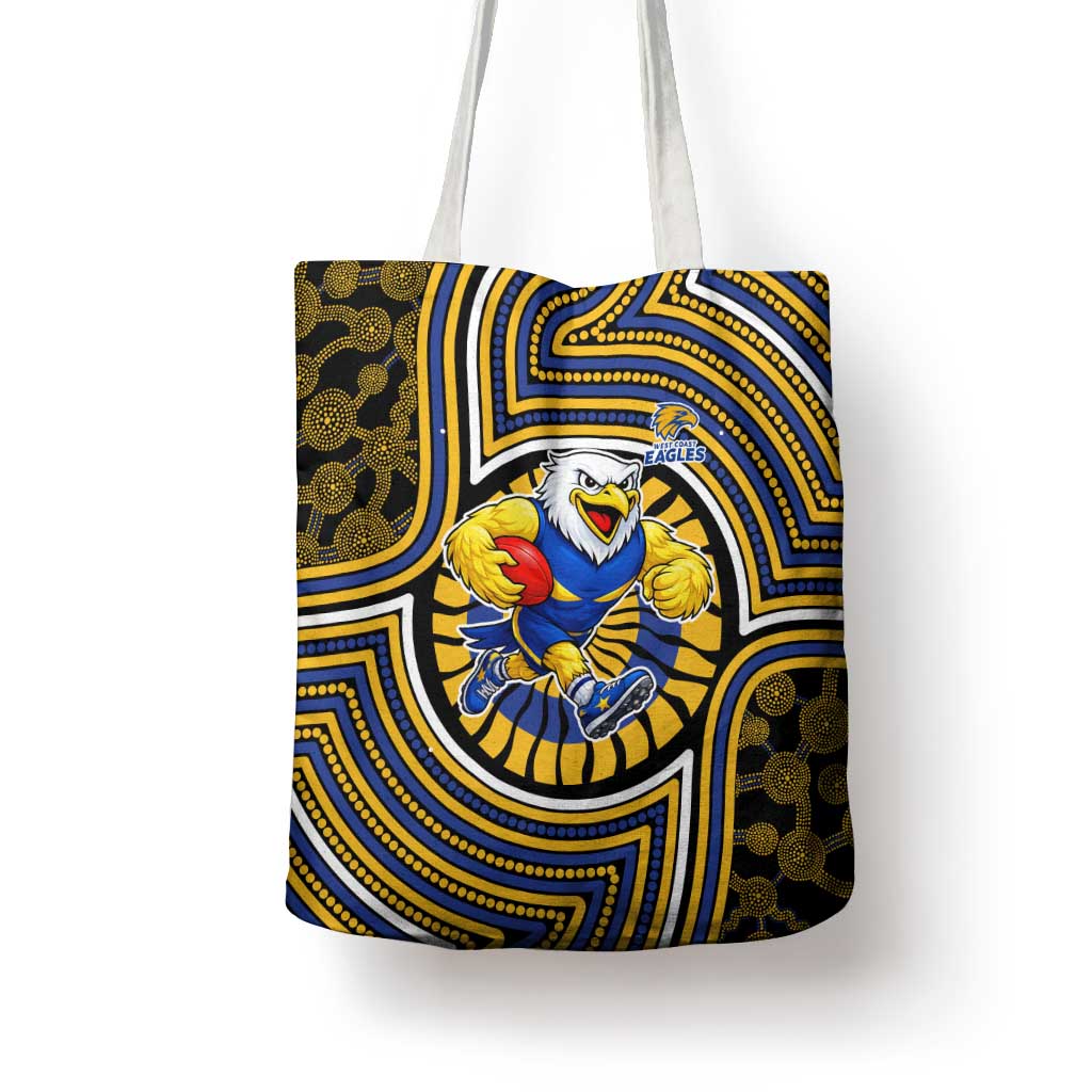 West Coast Eagles Tote Bag Indigenous Monochrome Dot Art Mascot Style