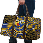West Coast Eagles Travel Bag Indigenous Monochrome Dot Art Mascot Style