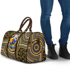 West Coast Eagles Travel Bag Indigenous Monochrome Dot Art Mascot Style
