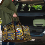 West Coast Eagles Travel Bag Indigenous Monochrome Dot Art Mascot Style