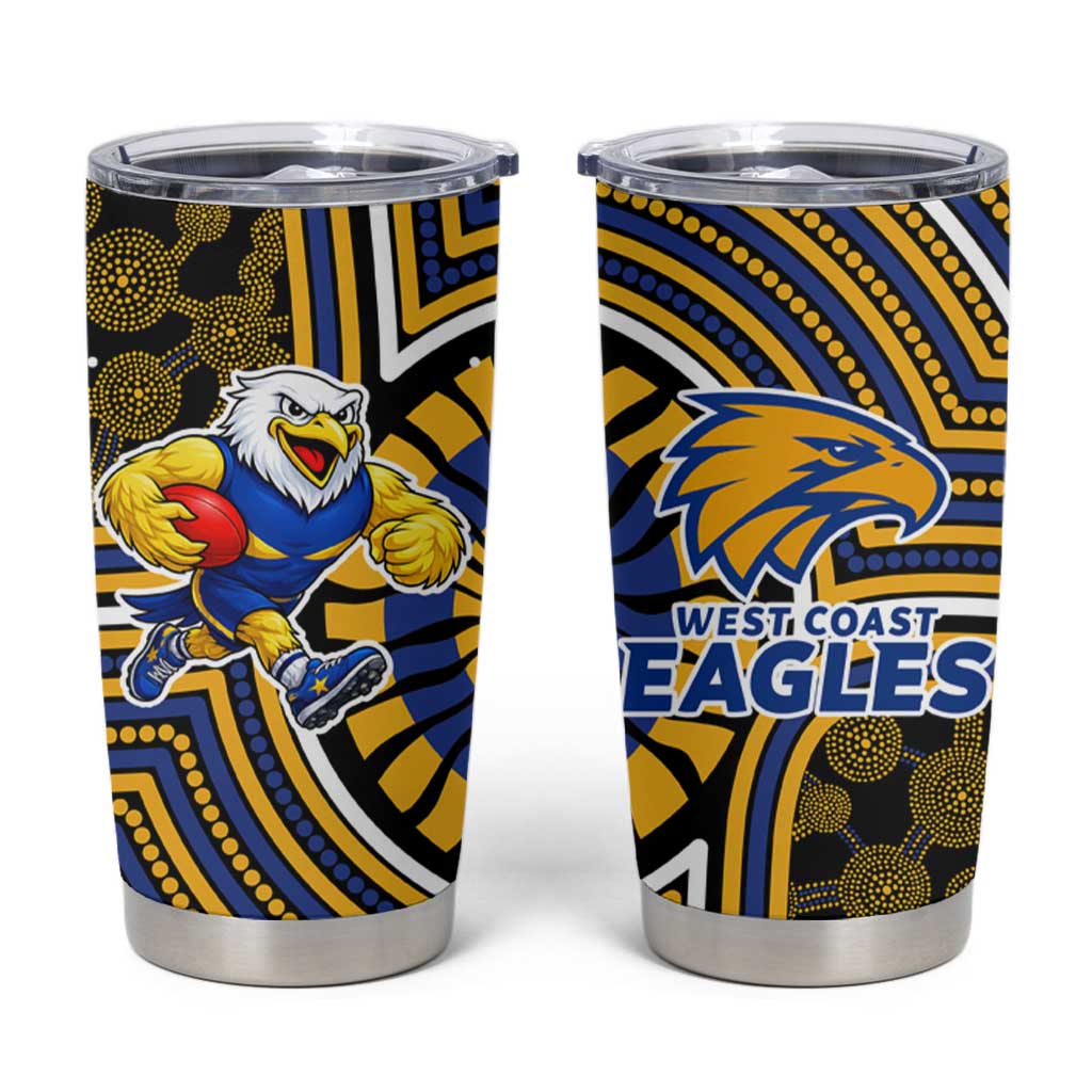 West Coast Eagles Tumbler Cup Indigenous Monochrome Dot Art Mascot Style