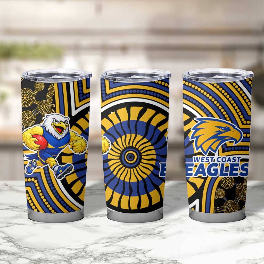 West Coast Eagles Tumbler Cup Indigenous Monochrome Dot Art Mascot Style