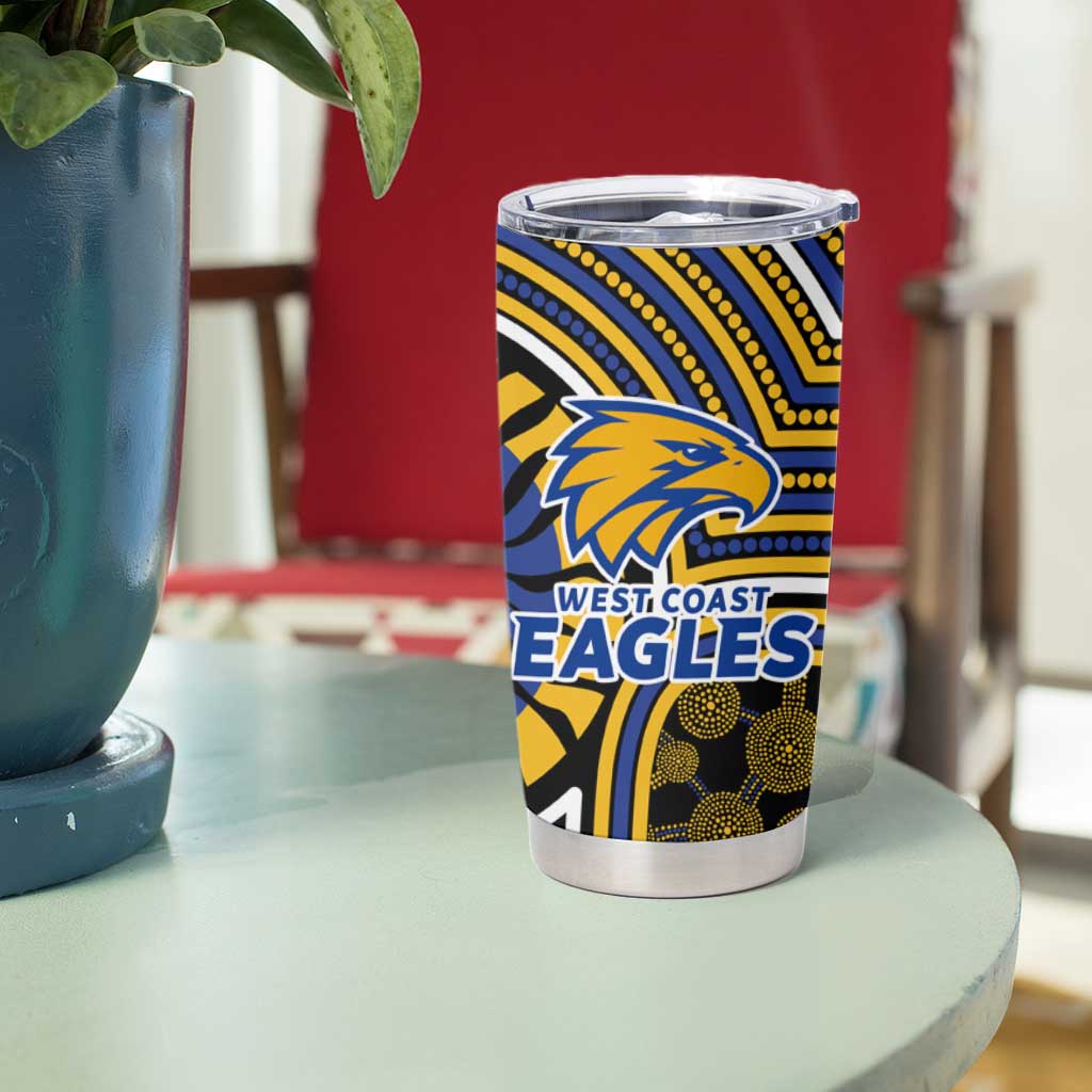 West Coast Eagles Tumbler Cup Indigenous Monochrome Dot Art Mascot Style