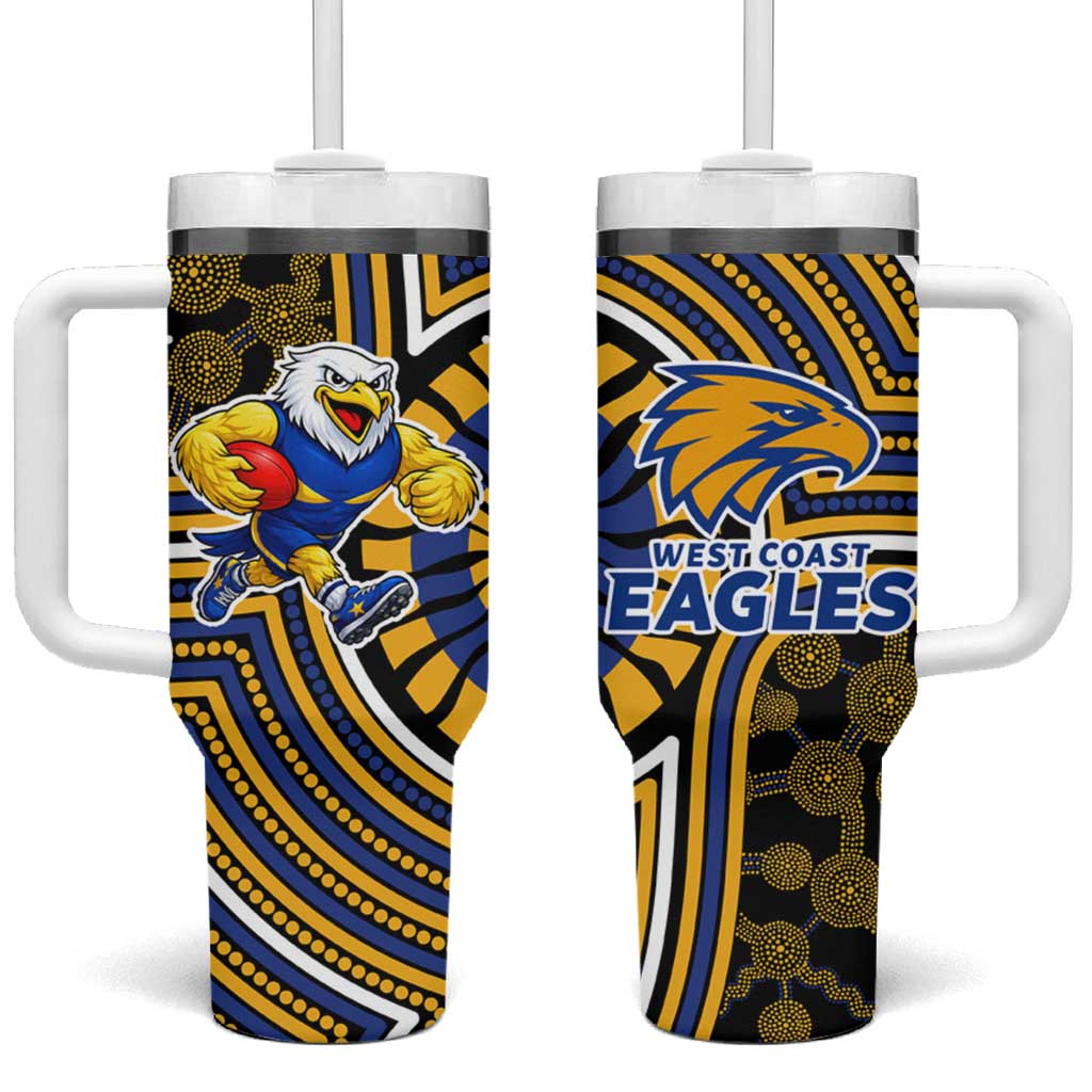 West Coast Eagles Tumbler With Handle Indigenous Monochrome Dot Art Mascot Style