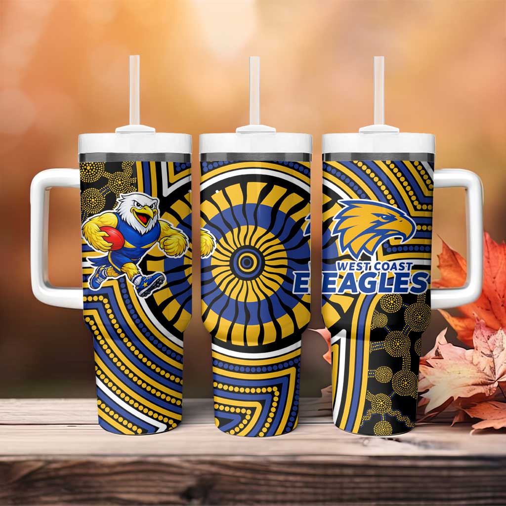 West Coast Eagles Tumbler With Handle Indigenous Monochrome Dot Art Mascot Style
