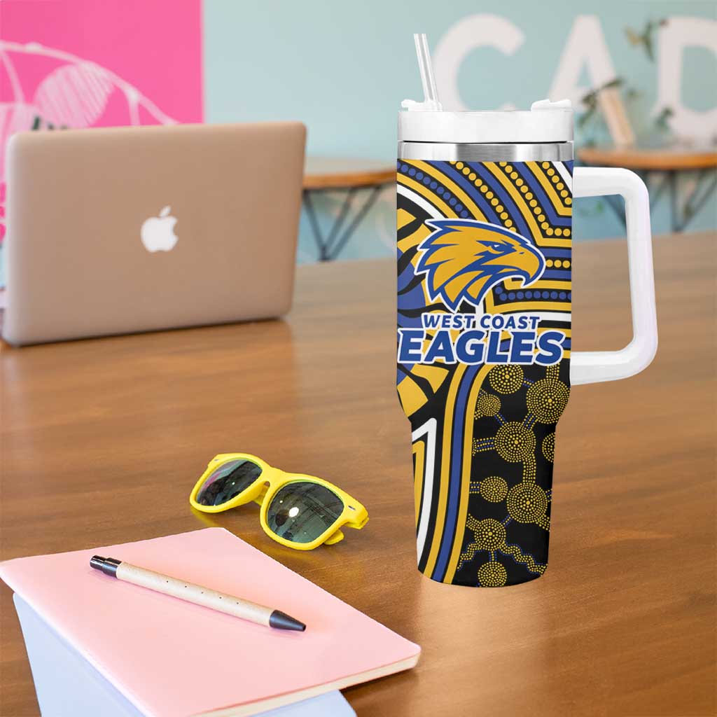 West Coast Eagles Tumbler With Handle Indigenous Monochrome Dot Art Mascot Style