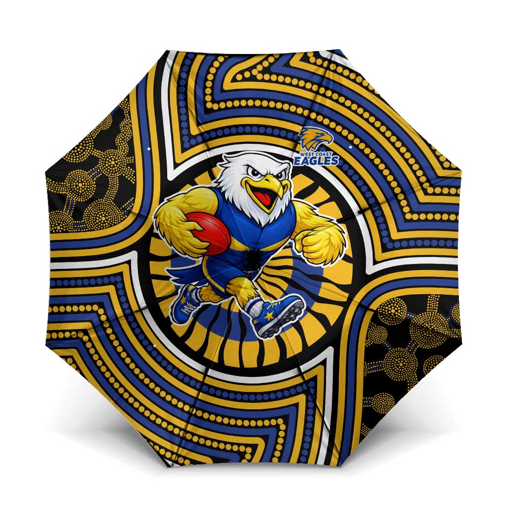 West Coast Eagles Umbrella Indigenous Monochrome Dot Art Mascot Style