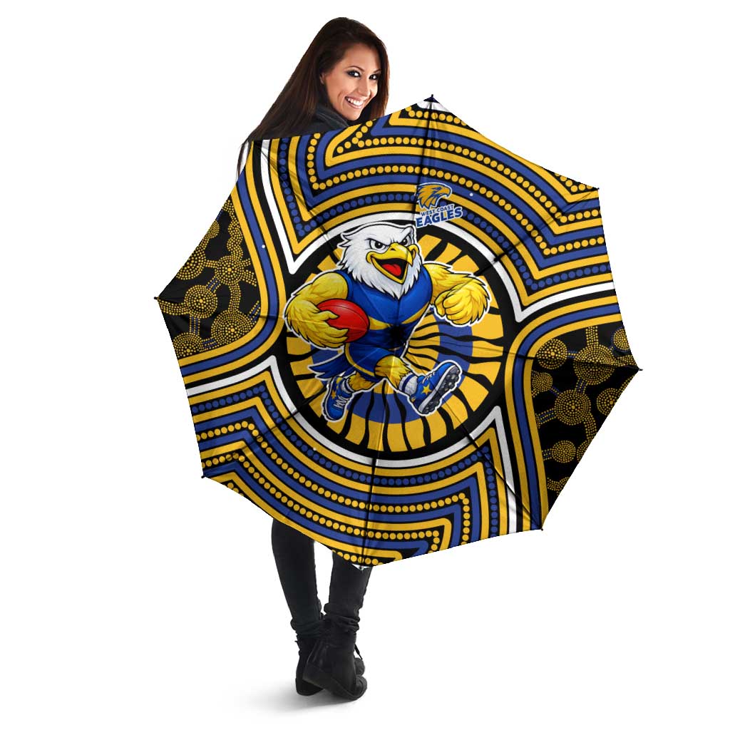 West Coast Eagles Umbrella Indigenous Monochrome Dot Art Mascot Style