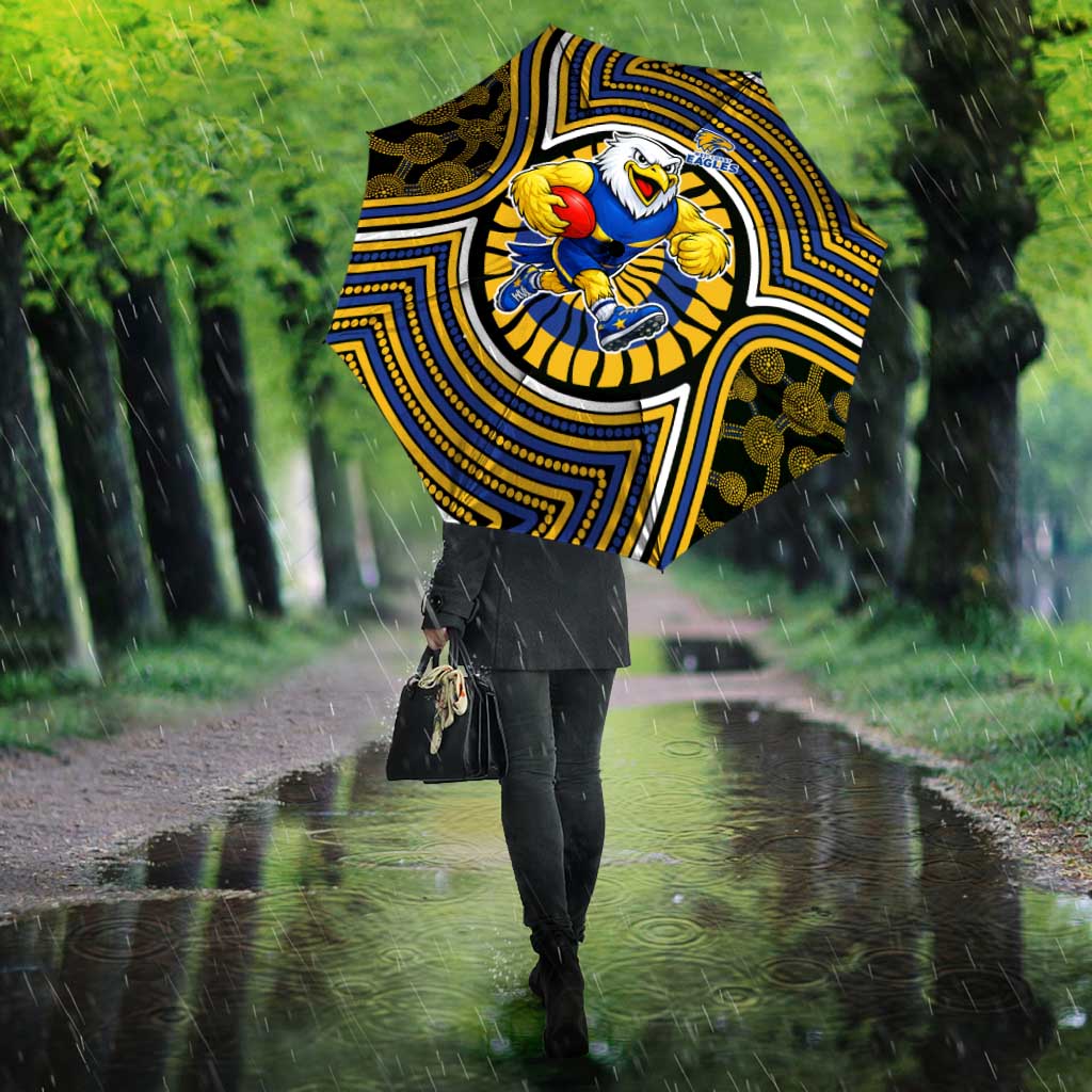 West Coast Eagles Umbrella Indigenous Monochrome Dot Art Mascot Style