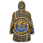 West Coast Eagles Wearable Blanket Hoodie Indigenous Monochrome Dot Art Mascot Style
