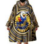 West Coast Eagles Wearable Blanket Hoodie Indigenous Monochrome Dot Art Mascot Style