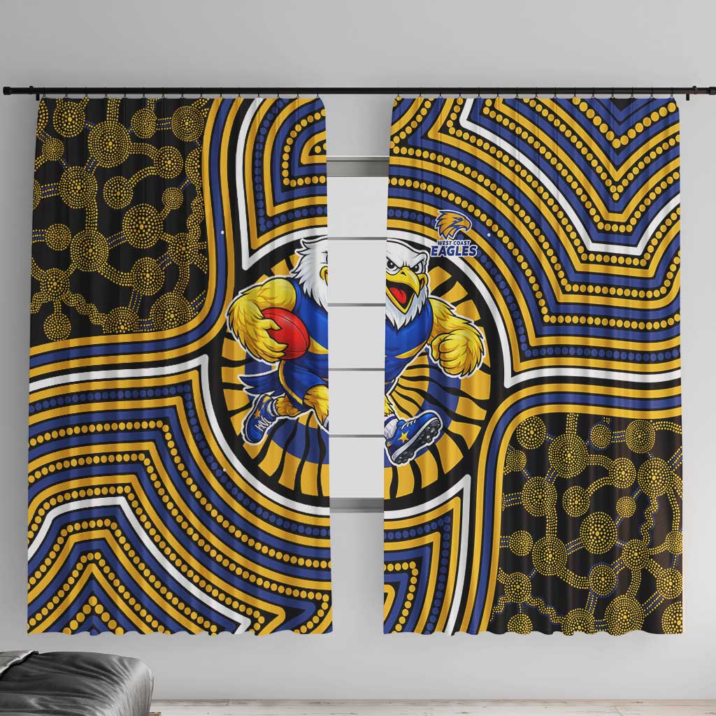West Coast Eagles Window Curtain Indigenous Monochrome Dot Art Mascot Style