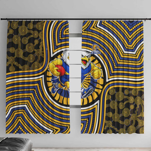 West Coast Eagles Window Curtain Indigenous Monochrome Dot Art Mascot Style
