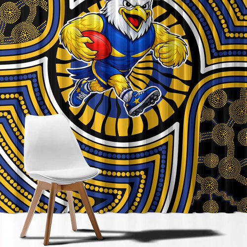 West Coast Eagles Window Curtain Indigenous Monochrome Dot Art Mascot Style