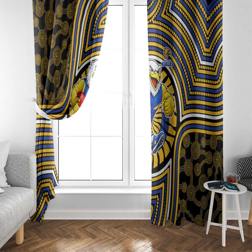 West Coast Eagles Window Curtain Indigenous Monochrome Dot Art Mascot Style