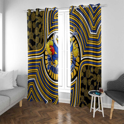 West Coast Eagles Window Curtain Indigenous Monochrome Dot Art Mascot Style