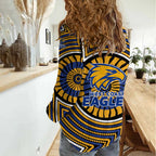 West Coast Eagles Women Casual Shirt Indigenous Monochrome Dot Art Mascot Style