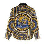 West Coast Eagles Women Casual Shirt Indigenous Monochrome Dot Art Mascot Style