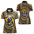 West Coast Eagles Women Polo Shirt Indigenous Monochrome Dot Art Mascot Style