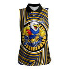 West Coast Eagles Women Sleeveless Polo Shirt Indigenous Monochrome Dot Art Mascot Style
