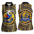 West Coast Eagles Women Sleeveless Polo Shirt Indigenous Monochrome Dot Art Mascot Style