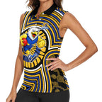 West Coast Eagles Women Sleeveless Polo Shirt Indigenous Monochrome Dot Art Mascot Style