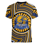 West Coast Eagles Women V-Neck T-Shirt Indigenous Monochrome Dot Art Mascot Style