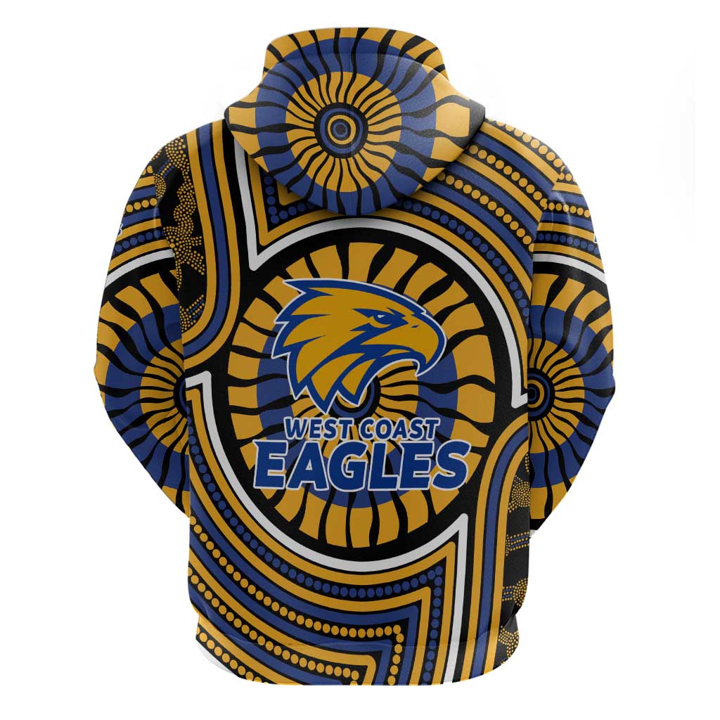 West Coast Eagles Zip Hoodie Indigenous Monochrome Dot Art Mascot Style