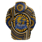 West Coast Eagles Zip Hoodie Indigenous Monochrome Dot Art Mascot Style