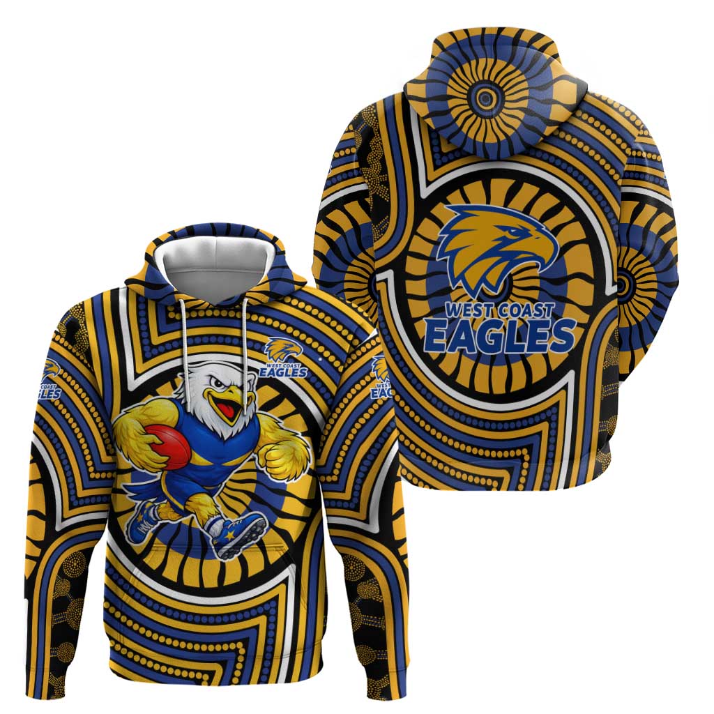 West Coast Eagles Zip Hoodie Indigenous Monochrome Dot Art Mascot Style